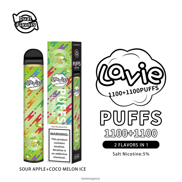LAVIE BAR Switch 2200 Puffs Sour Apple/Coco Melon Ice - D884D6297 Lavie Vape Price